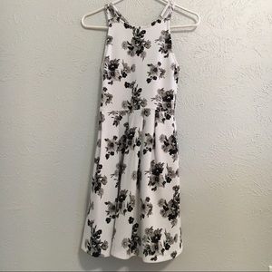Black & White Floral Skater Dress